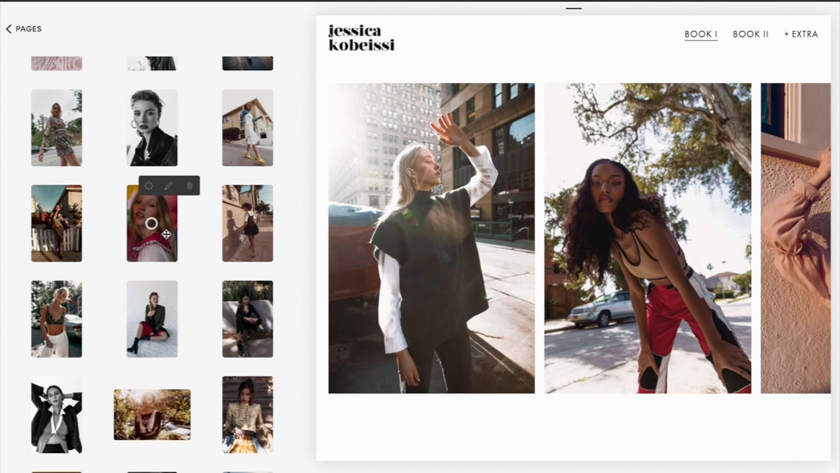 Dragging a portrait photo to the first position in the gallery grid