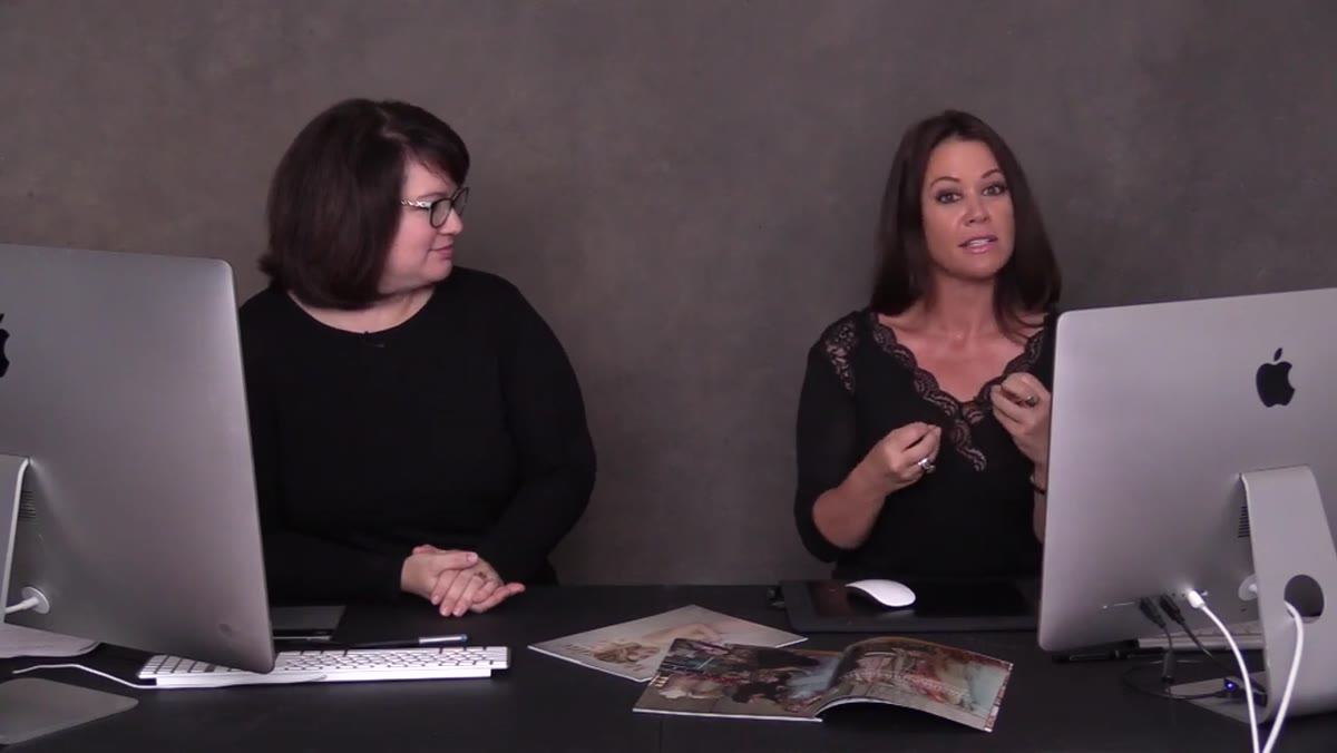 Shawna describing layout approach for portrait photography marketing