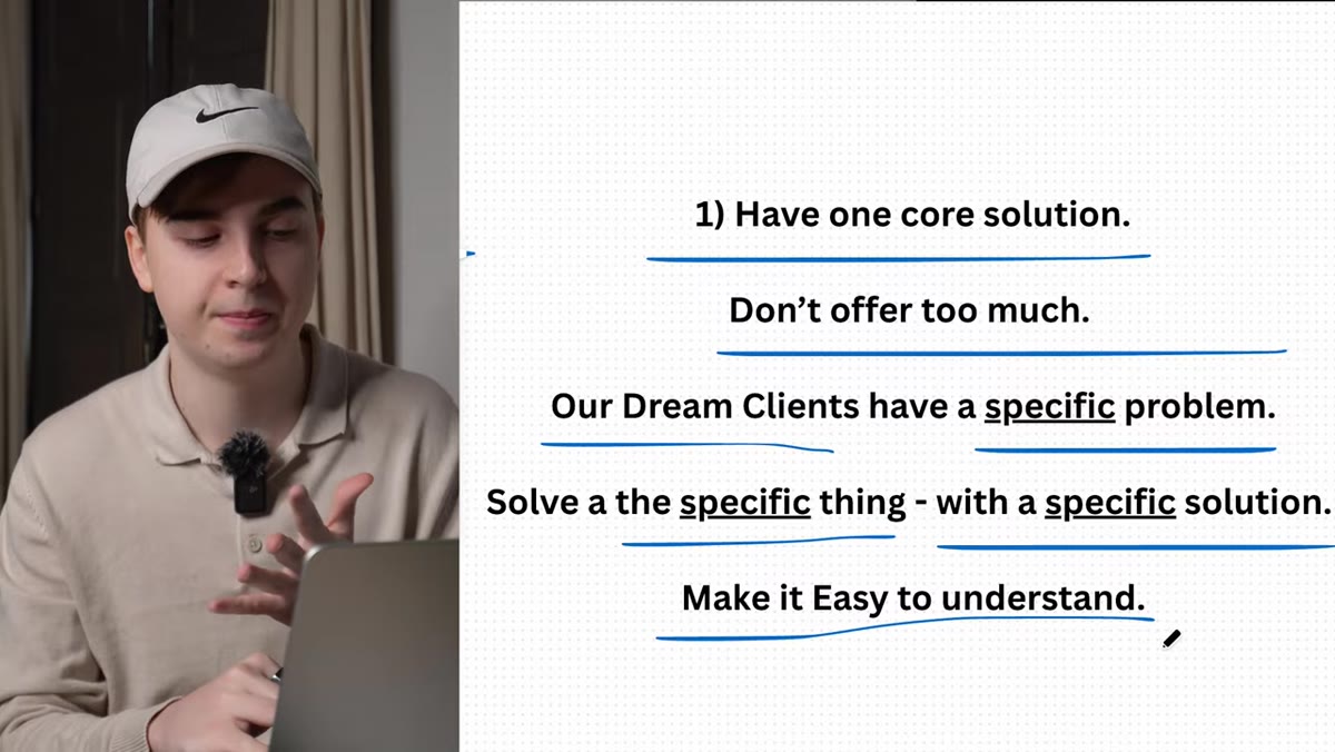 Presenter explaining that clients won&rsquo;t buy what they don&rsquo;t understand