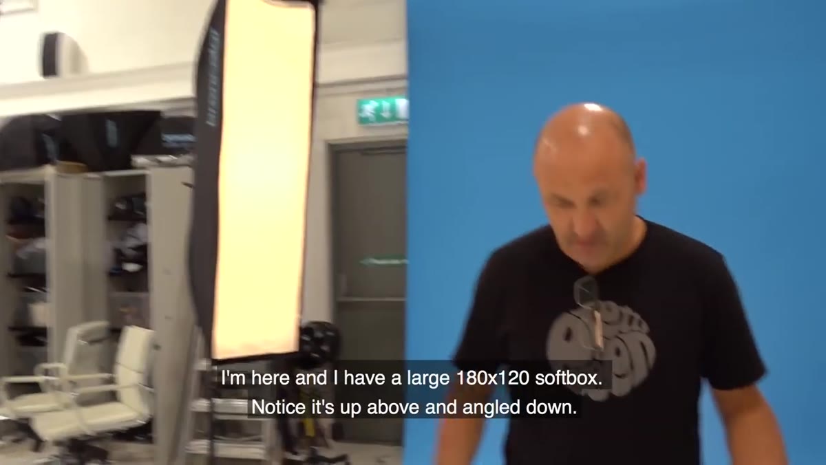 Large 180x120cm softbox angled down toward subject