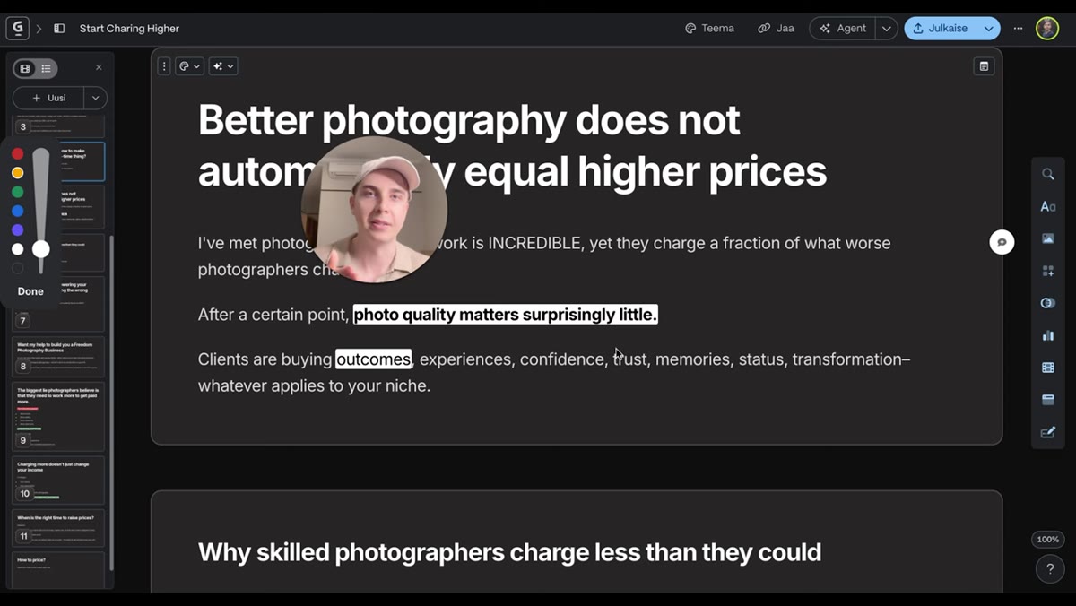 Hugo explaining that business skills are what separate high earners